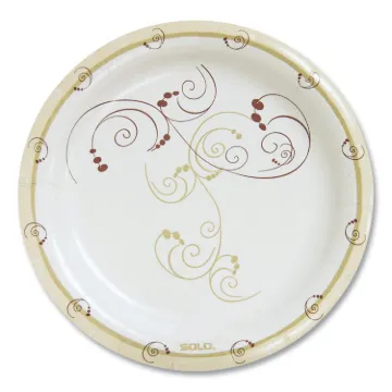 Symphony Paper Dinnerware, Mediumweight Plate, 8.5" dia, Tan, 125/Pack