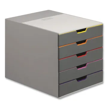 VARICOLOR Stackable Plastic Drawer Box, 5 Drawers, Letter to Folio Size Files, 11.5" x 14" x 11", Gr