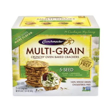 5-Seed Multi-Grain Crunchy Oven Baked Crackers, Whole Wheat, 10 oz Bag, 2 Bags/Box, Ships in 1-3 Bus