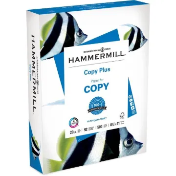 Copy Plus Print Paper, 92 Bright, 20 lb Bond Weight, 8.5 x 11, White, 500 Sheets/Ream, 5 Reams/Carto