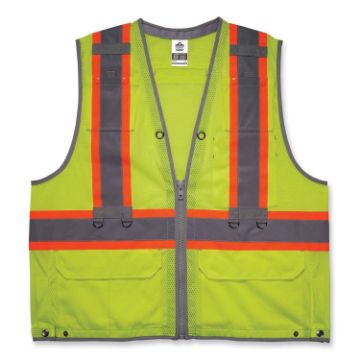 GloWear 8231TV Class 2 Hi-Vis Tool Tethering Safety Vest, Polyester, Large/X-Large, Lime, Ships in 1