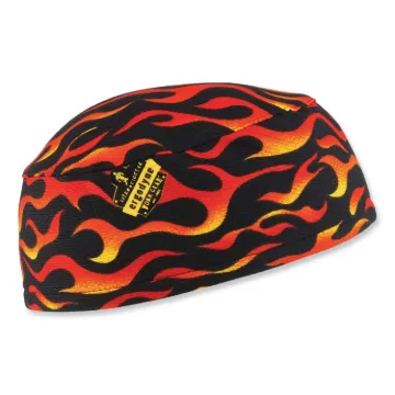 Chill-Its 6630 High-Performance Terry Cloth Skull Cap, Polyester, One Size Fits Most, Flames, Ships