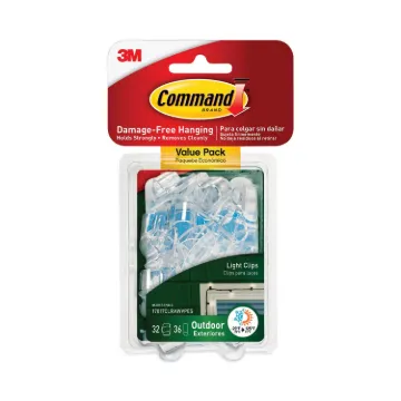 All Weather Hooks and Strips, Cord Clips, Plastic, Clear, 0.1 lb Capacity, 32 Clips and 36 Small Str