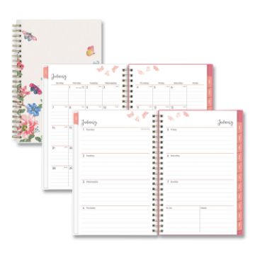 Fly By Frosted Weekly/Monthly Planner, Fly By Butterflies Artwork, 8 x 5, Blush/Pink Cover, 12-Month