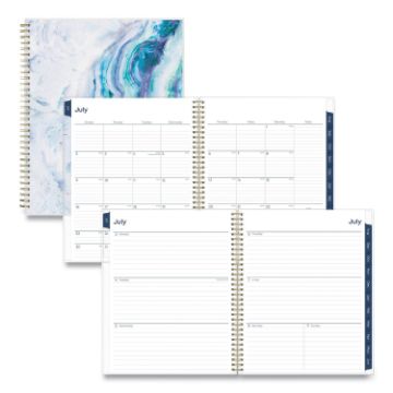 Gemma Academic Year Weekly/Monthly Planner, Geode Artwork, 11 x 8.5, Blue/Purple Cover, 12-Month (Ju