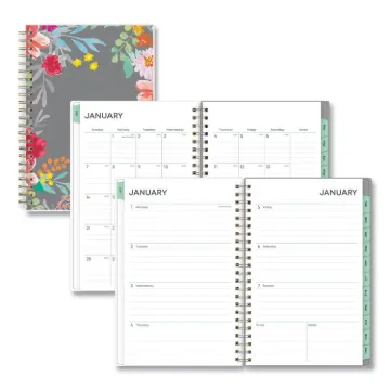 Sophie Frosted Weekly/Monthly Planner, Sophie Floral Artwork, 8 x 5, Multicolor Cover, 12-Month (Jan