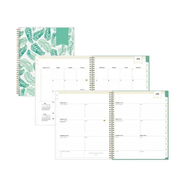 Day Designer Academic Year Weekly/Monthly Frosted Planner, Palms Artwork, 11 x 8.5, 12-Month (July t