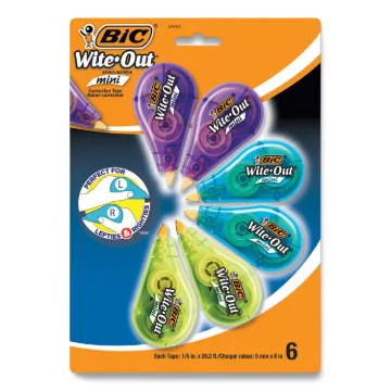 Wite-Out Brand Mini Correction Tape, Non-Refillable, Blue/Purple/Yellow Applicators, 0.2" x 314.4",