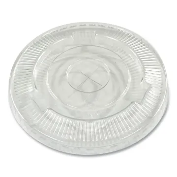 Crystal-Clear Cold Cup Straw-Slot Lids, Fits 9 oz Squat/12 oz PET Cups, 1,000/Carton