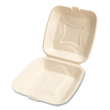 Bagasse PFAS-Free Food Containers, 1-Compartment, 9 x 1.93 x 9, White, Bamboo/Sugarcane, 100/Carton