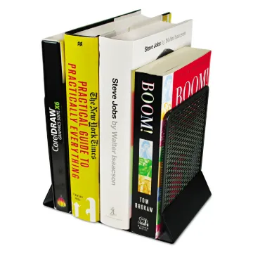 Urban Collection Punched Metal Bookends, 6 1/2 x 6 1/2 x 5 1/2, Black