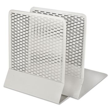 Urban Collection Punched Metal Bookends, 6 1/2 x 6 1/2 x 5 1/2, White