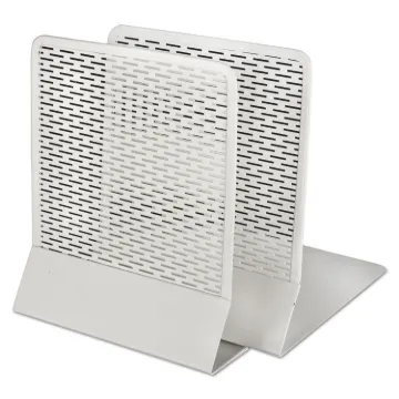 Urban Collection Punched Metal Bookends, 6 1/2 x 6 1/2 x 5 1/2, White