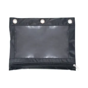 Binder Pencil Pouch, 10 x 7 3/8, Black/Clear, 3/Pack