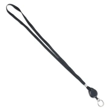 Lanyards with Retractable ID Reels, Ring Style, 34" Long, Black, 12/PK