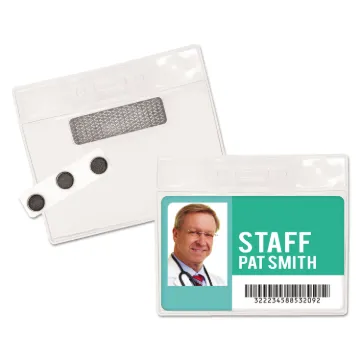Magnetic-Style Name Badge Kits, Horizontal, 4" x 3", Clear, 20/Pack