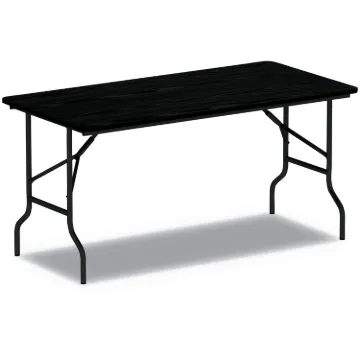 Wood Folding Table, 71 7/8w x 29 7/8d x 29 1/8h, Black
