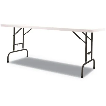 Adjustable Height Plastic Folding Table, 72w x 29 5/8d x 29 1/4 to 37 1/8h, White