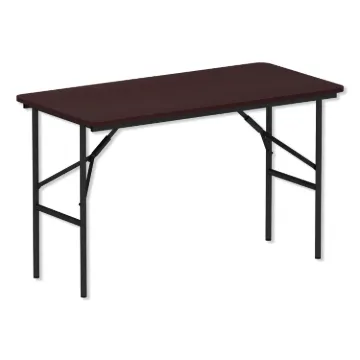 Wood Folding Table, Rectangular, 48w x 24d x 29h, Walnut