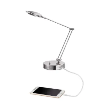 Adjustable LED Task Lamp with USB Port, 11"w x 6.25"d x 26"h, Brushed Nickel