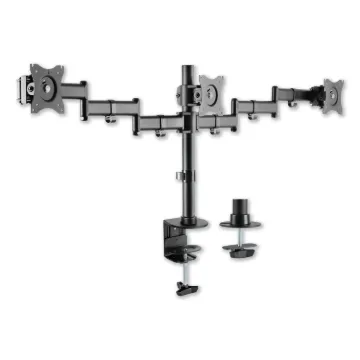 AdaptivErgo Pole-Mount Triple Arm for 27" Monitors, 360 deg Rotation, +45/-45 deg Tilt, 45 deg Pan,