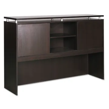 Alera Sedina Series Hutch with Sliding Doors, 72w x 15d x 42.5h, Espresso