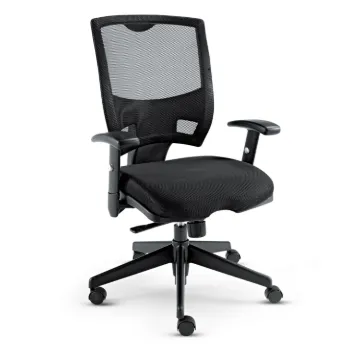 Alera Epoch Series Fabric Mesh Multifunction Chair, Supports up to 275 lbs, Black Seat/Black Back, B