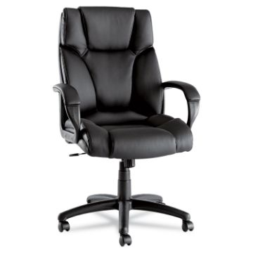 Alera Fraze Executive High-Back Swivel/Tilt Leather Chair, Supports up to 275 lbs, Black Seat/Black