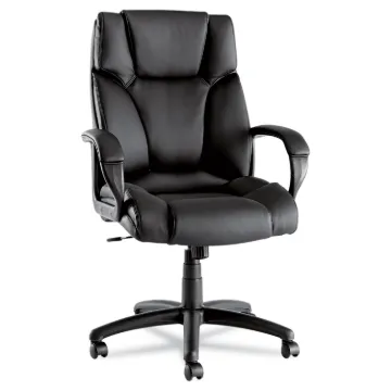 Alera Fraze Executive High-Back Swivel/Tilt Leather Chair, Supports up to 275 lbs, Black Seat/Black