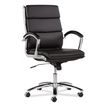 Alera Neratoli Mid-Back Slim Profile Chair, Supports up to 275 lbs, Black Seat/Black Back, Chrome Ba