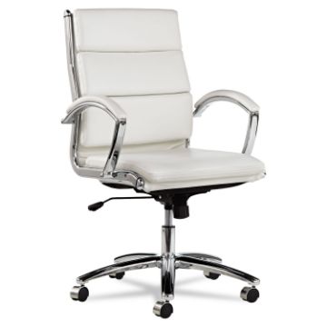 Alera Neratoli Mid-Back Slim Profile Chair, Supports up to 275 lbs, White Seat/White Back, Chrome Ba