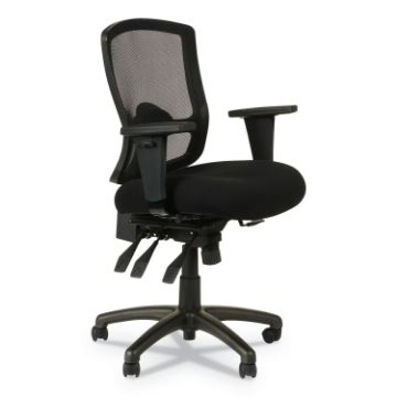 Alera Etros Series Mesh Mid-Back Petite Multifunction Chair, Supports up to 275 lbs, Black Seat/Blac