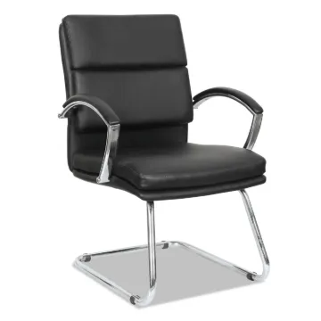 Alera Neratoli Slim Profile Guest Chair, 23.81'' x 27.16'' x 36.61'', Black Seat/Black Back, Chrome