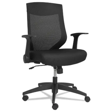 Alera EB-K Series Synchro Mid-Back Flip Arm Mesh-Chair, Supports up to 275 lbs, Black Seat/Black Bac