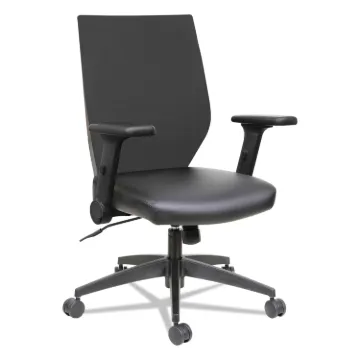 Alera EB-T Series Synchro Mid-Back Flip-Arm Chair, Supports up to 275 lbs, Black Seat/Black Back, Bl
