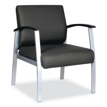 Alera metaLounge Series Mid-Back Guest Chair, 24.60'' x 26.96'' x 33.46'', Black Seat/Black Back, Si