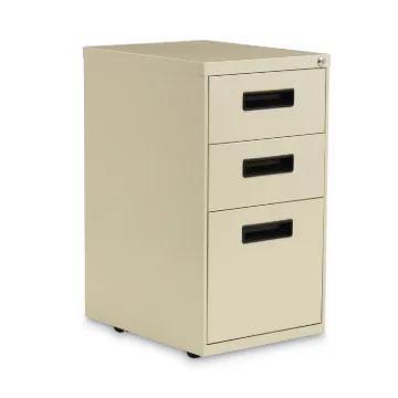 Three-Drawer Metal Pedestal File, 14.96w x 19.29d x 27.75h, Putty