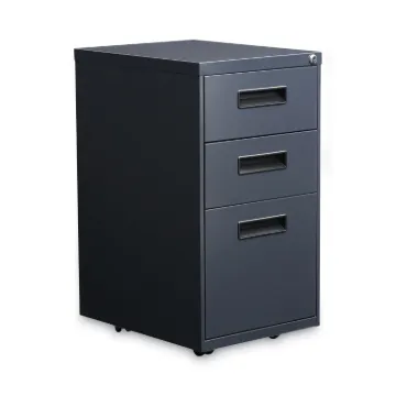 Three-Drawer Metal Pedestal File, 14.96w x 19.29d x 27.75h, Charcoal
