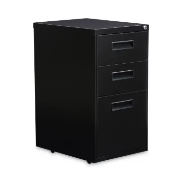 Three-Drawer Metal Pedestal File, 14.96w x 19.29d x 27.75h, Black