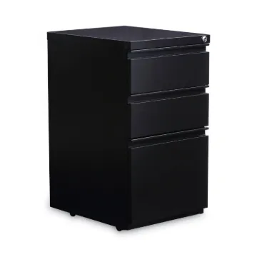 Three-Drawer Metal Pedestal File with Full-Length Pull, 14.96w x 19.29d x 27.75h, Black
