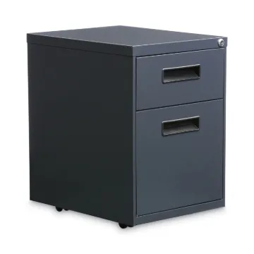 Two-Drawer Metal Pedestal File, 14.96w x 19.29d x 21.65h, Charcoal
