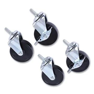 Optional Casters For Wire Shelving, 125 lbs/Caster, Black, 4/Set