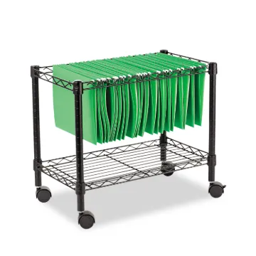 Single-Tier Rolling File Cart, 24w x 14d x 21h, Black