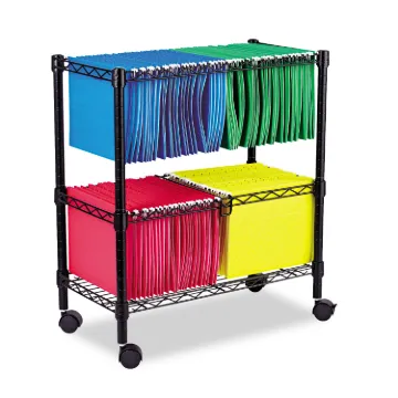 Two-Tier Rolling File Cart, 26w x 14d x 29.5h, Black