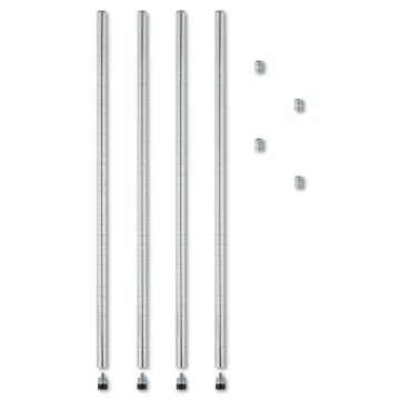 Stackable Posts For Wire Shelving, 36" High, Silver, 4/Pack