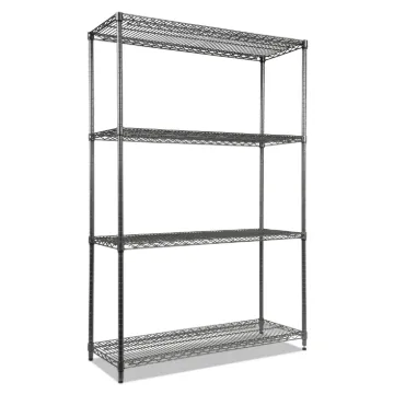 Wire Shelving Starter Kit, Four-Shelf, 48w x 18d x 72h, Black Anthracite