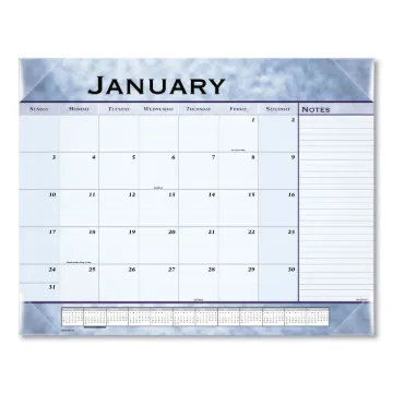 Slate Blue Desk Pad, 22 x 17, White Sheets, Clear Corners, 12-Month (Jan to Dec): 2022