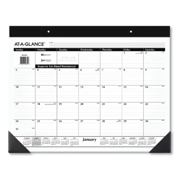 Monthly Refillable Desk Pad, 22 x 17, White, 2021