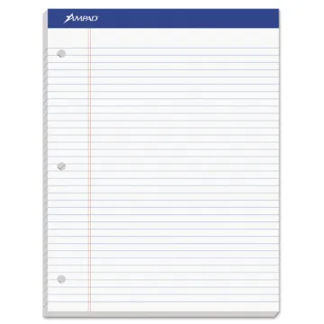 Double Sheet Pads, Medium/College Rule, 8.5 x 11.75, White, 100 Sheets