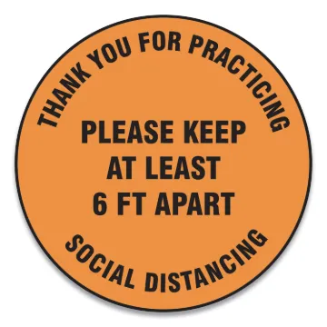 Slip-Gard Floor Signs, 17" Circle,"Thank You For Practicing Social Distancing Please Keep At Least 6